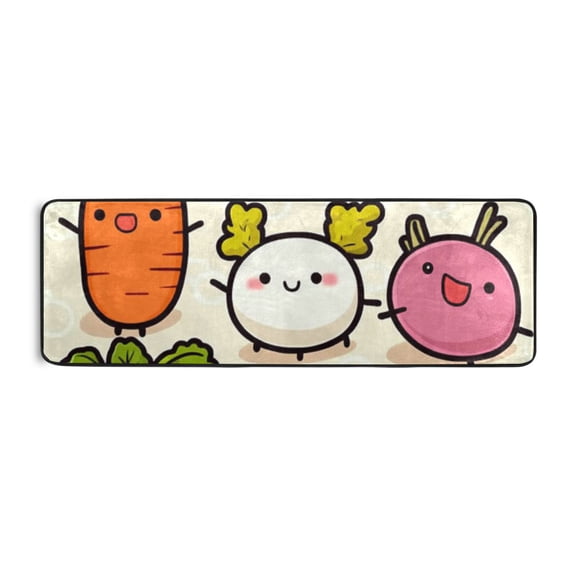 Cute Cartoon Vegetable Runner Rug for Hallways Kitchen Non Slip 2'x 6' Washable Hall Carpet for Bedroom Entryway Laundry Room