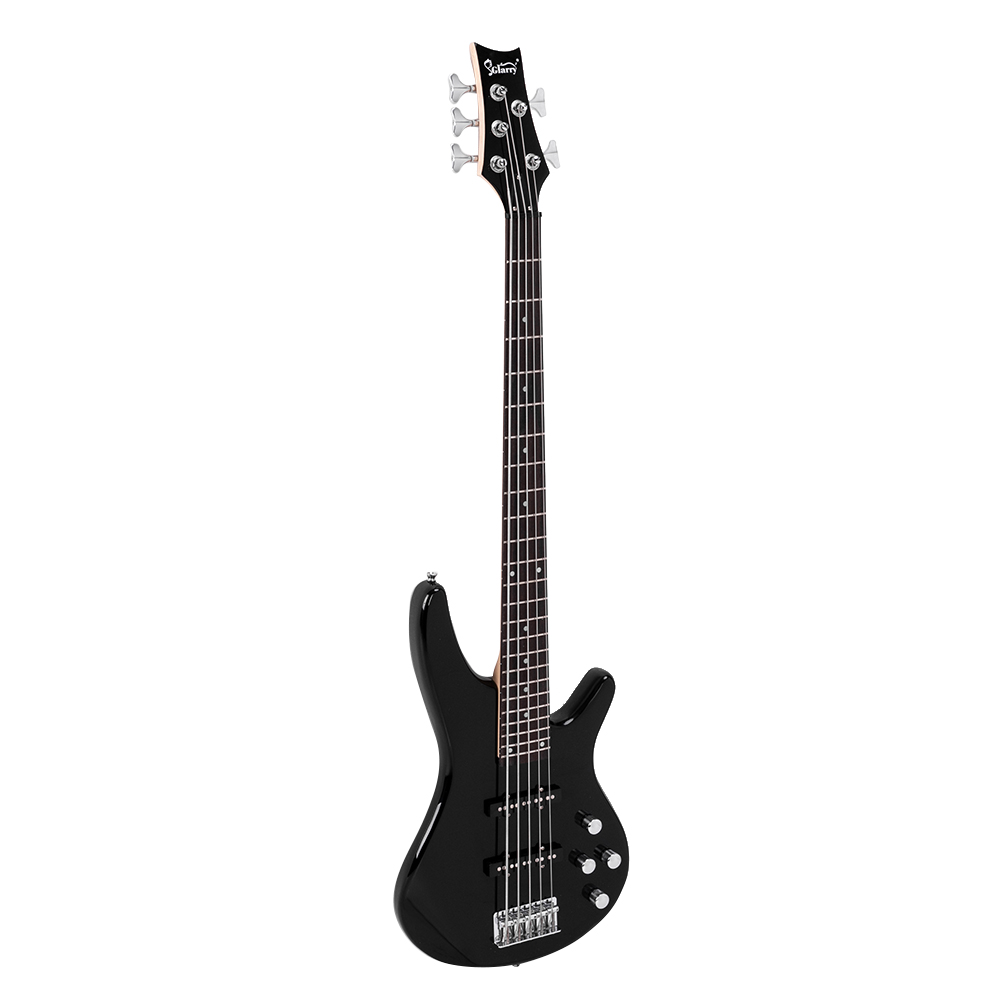 GIB Electric 5 String Bass Guitar Full Size Bag Strap Pick Connector Wrench Tool Black
