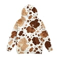 thumbnail image 4 of CINVREST Cow Print Sweatshirt For Girls Long Sleeve Hooded Oversized Pullover Top Warm Casual Fashion Hoodie With Pocket (11 Years, Brown), 4 of 7