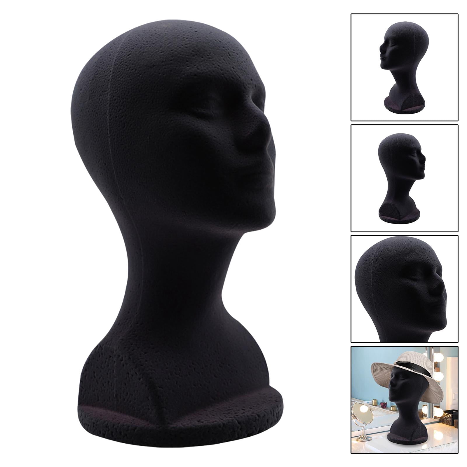 FITYLE 2xMale Foam Mannequin Head Model Hat Display Stand Black Practical Height 32cm