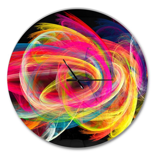 Designart 'Colorful Thick Strokes in Black ' Modern wall clock
