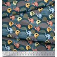 thumbnail image 2 of Soimoi Moss Georgette Fabric Cute Elephant Kids Decor Fabric Printed Yard 42 Inch Wide, 2 of 3