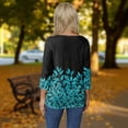 thumbnail image 6 of Elowen Womens Summer Tie Dye Floral Tops 3/4 Sleeve Shirts Crew Neck Casual Blouses Black L, 6 of 6