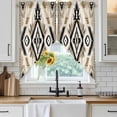thumbnail image 4 of Boho Black Brown Kitchen Window Curtains, Swag Curtains Valance for Bedroom Living Room Bathroom, Southwestern Geometric Ethnic Retro Rod Pocket Window Treatment Curtain Block Drapes 2 Panels 36"x45", 4 of 9