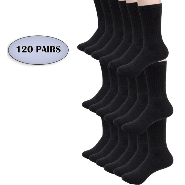 Wholesale Men's Crew Cut Athletic Socks Size 1013 in Black Bulk Case of 120 Pairs