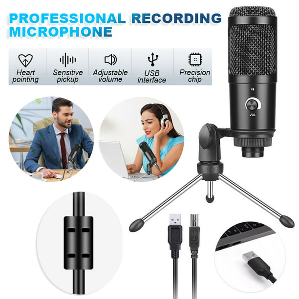 Amerteer USB Microphone Computer Microphone, Gaming Microphone PC, Plug and Play Home Studio Condenser Microphone for YouTube,Facebook,Skype,Google Search,Games - Walmart.com