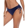 thumbnail image 1 of Ocean Blues Women's Full Coverage Swim Bottoms Sides Drawstring Mid Rise Bikini Bottom Navy Blue Bathing Suit Size M, 1 of 9