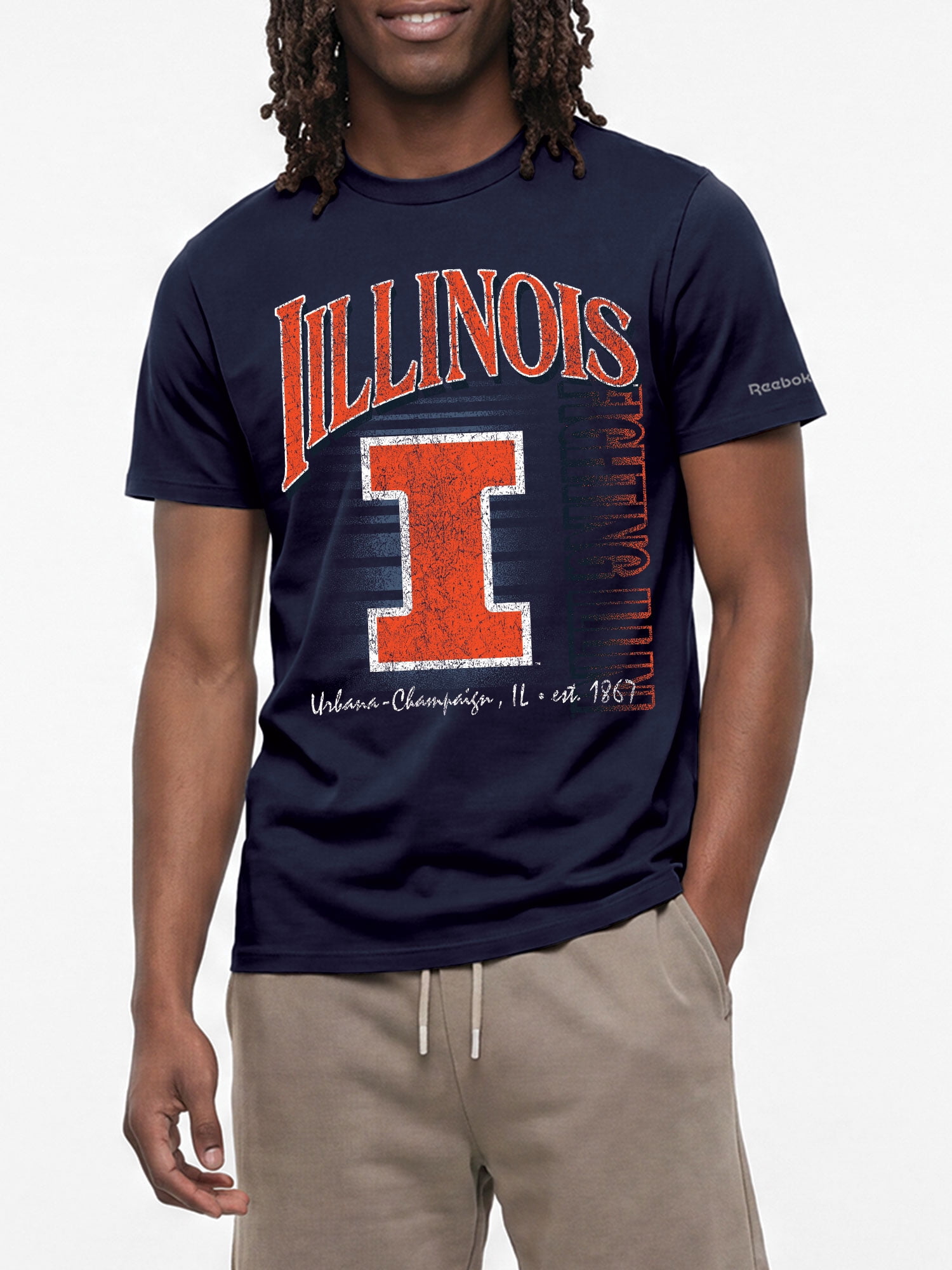 Illinois Fighting Illini Reebok Mens Crew Neck Short Sleeve T-Shirt