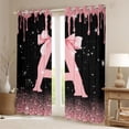thumbnail image 2 of Manfei Kawaii Bow Personalized Initial A Black Out Curtains for Girls,Gradient Glitter Print Curtains Pack of 2 (42x63 Each) for Kids Teens,Ultra Soft Home Decor, 2 of 6