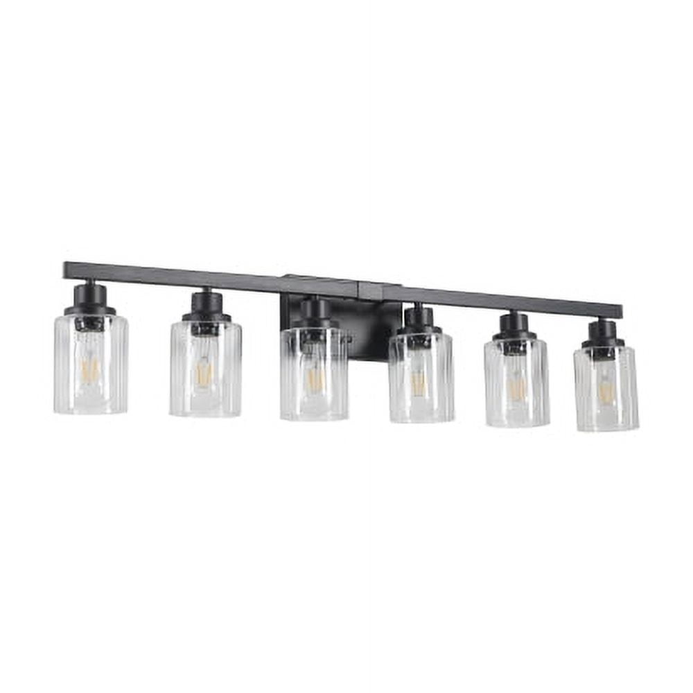 ACE-LIGHTS,6-Lights Rustic Bathroom Light Fixture(Bulbs Not Included),Bathroom Sconce,Farmhouse Vanity Lights Fixture for Bathroom,Dressing room,Living Room,Bedroom(Black)