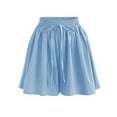 thumbnail image 1 of Diufon Chiffon Shorts for Women Elastic Waisted Ruffle Pleated Pants Solid Color Drawstring Shorts Pants, 1 of 4