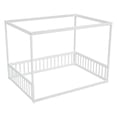thumbnail image 5 of Miniyam Full Size Canopy FloorBed with Guardrails for Kids and Teens, White, 5 of 7