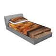 thumbnail image 2 of Ambesonne Fall Fitted Sheet & Pillow Sham Set, View from Rustic Cottage, Twinxl, Orange Brown, 2 of 2