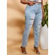 thumbnail image 1 of Escalera arruinada media alza más tamaño jeans ajustados Rosegal  Vaqueros de talla grande, 1 of 5