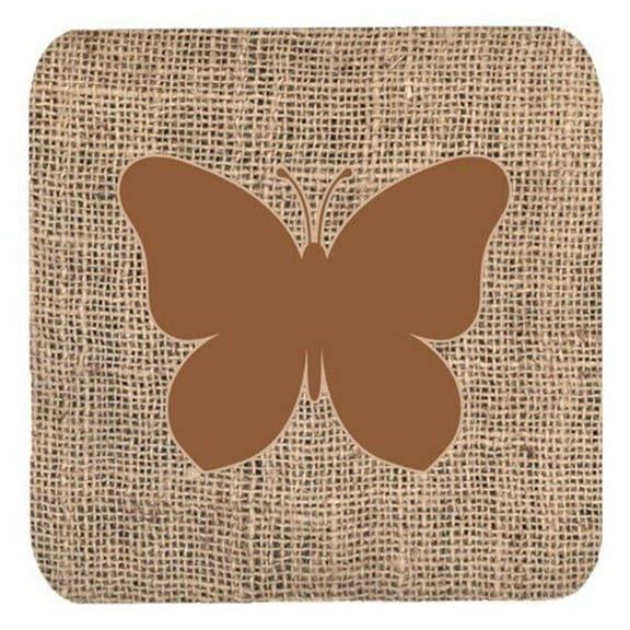 Butterfly Burlap and Brown Foam Coasters, Set - 4