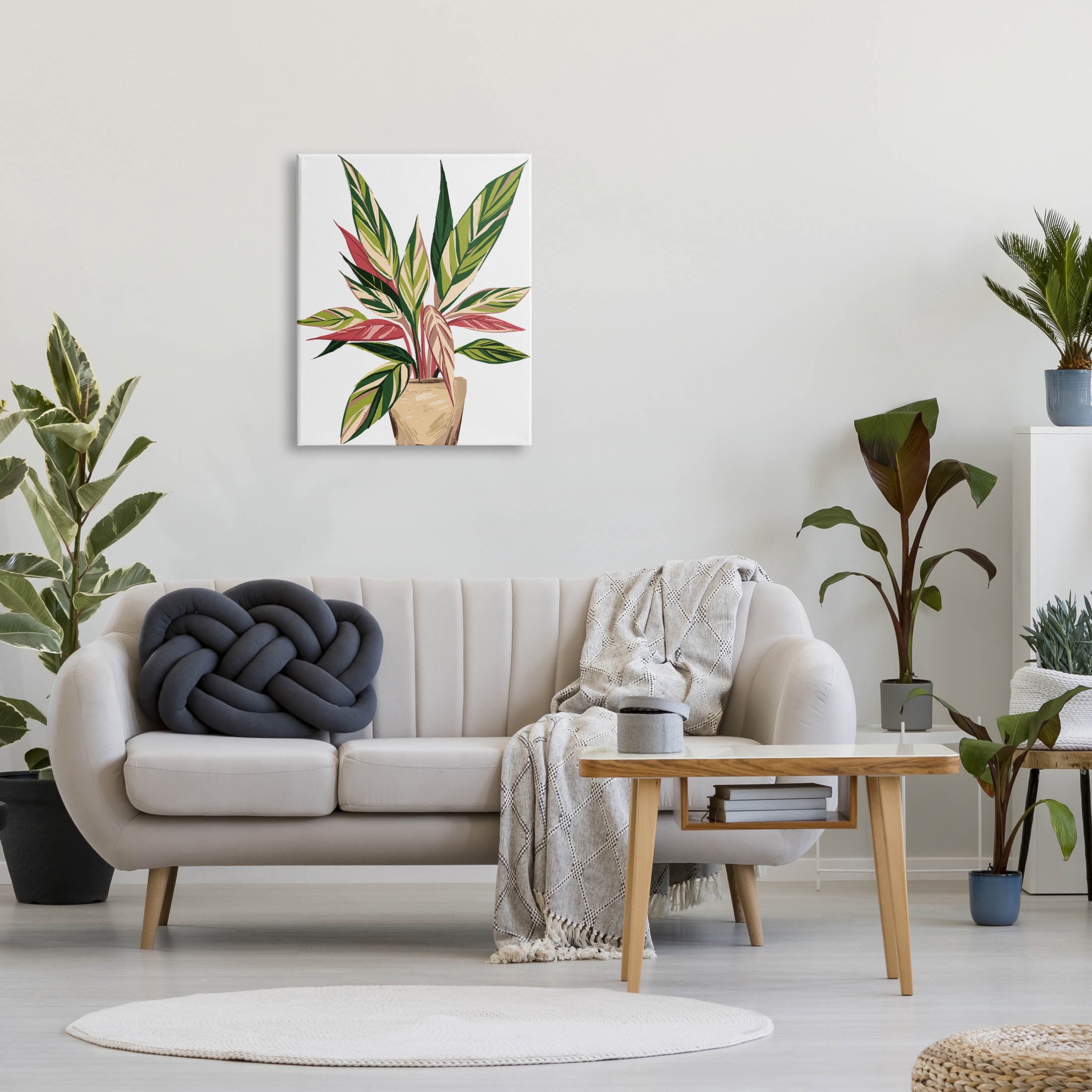 Modern Potted Plant Leaves Botanical & Floral Graphic Art Gallery Wrapped Canvas Print Wall Art