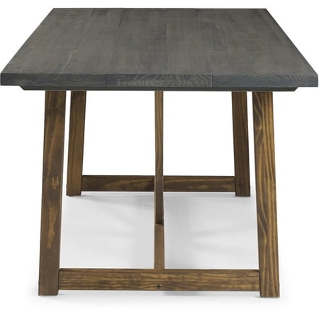 Pemberly Row 72 Solid Wood Trestle Dining Table in Gray and Brown