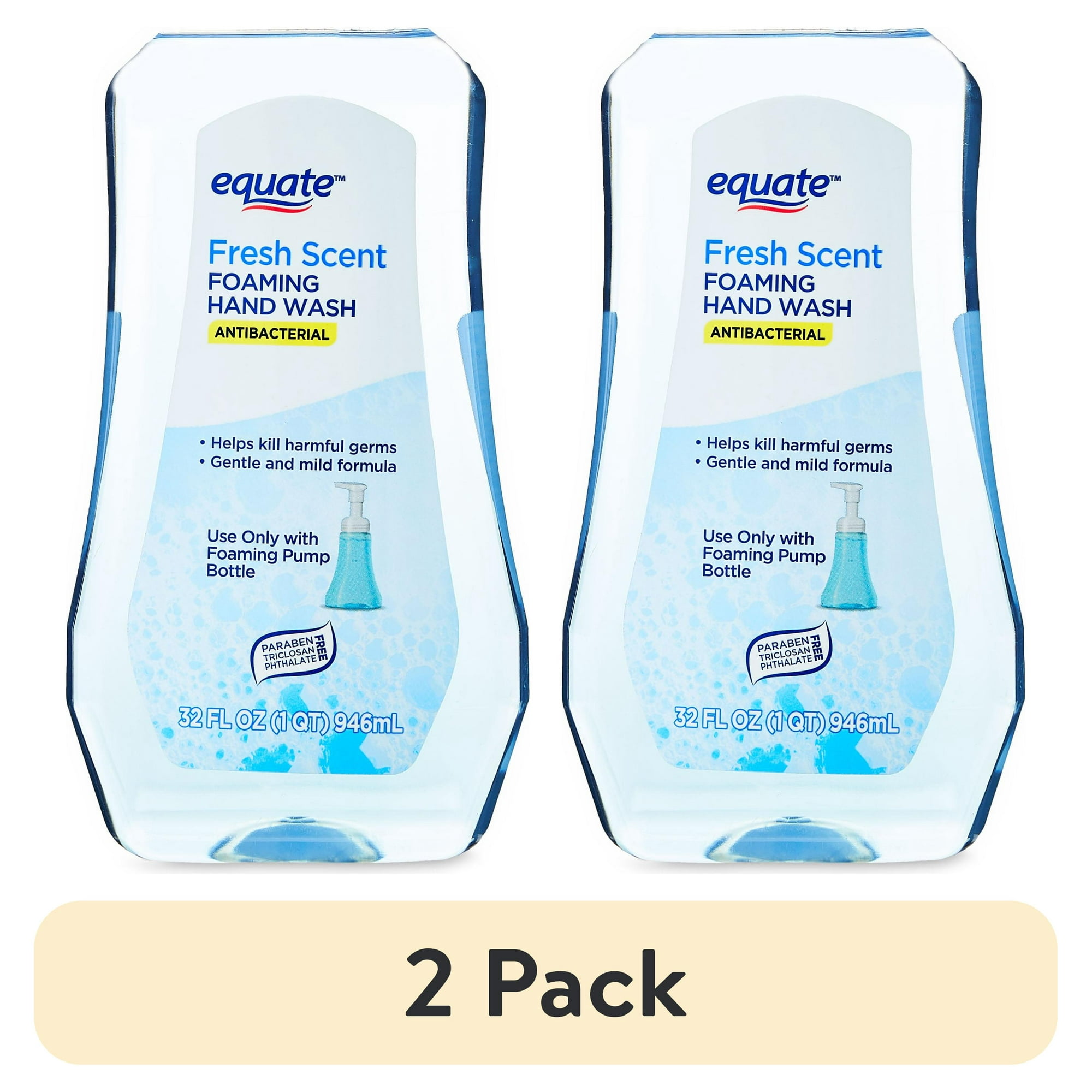 (2 pack) Equate Antibacterial Foaming Hand Wash, Fresh Scent, 32 fl oz