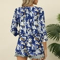 thumbnail image 4 of T-Shirts for Women 3/4 Sleeve V-Neck Floral Printed Casual Dressy Tunic Tops Laides T-Shirts, 4 of 6