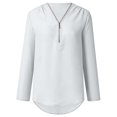 thumbnail image 2 of CHOK Blouses et Chemises pour Femmes à Fermeture Éclair Manches Longues Unies Col en V Tunique Décontractée Ourlet Incurvé T-shirts chandail-Overs Blouses pour Dames pour l'Automne, 2 of 6
