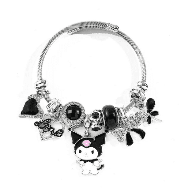 Pulsera De Plata Ajustable de dibujos animados Xtellar Negro 6 Cm 6 Cm