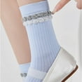 thumbnail image 5 of absanyy Women's Cotton Socks - Comfortable, Breathable, Ribbed Cuff with Subtle Style, Light Blue, One Size Fits Most for Daily & Casual Wear, 5 of 5