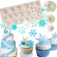 thumbnail image 1 of Juego de 4 moldes de copo de nieve para fondant, decoración de tartas de Navidad en 3D, decoración de cupcakes de invierno para chocolate, caramelo WD.WDQZL Hogar, 1 of 6