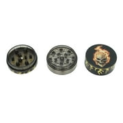 Smoke Grinder 50mm Three Layers Portable Tobacco Mill for Grinding Tobacco Herbs Spices Pepper Flame Skull