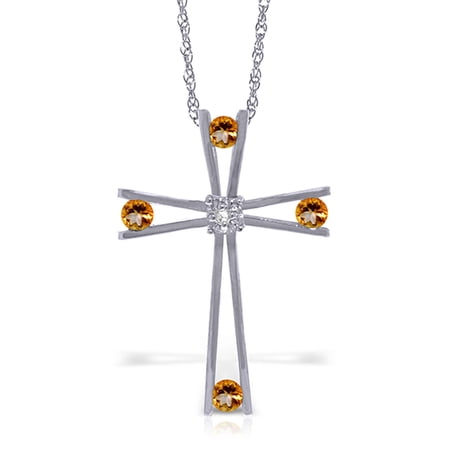 Galaxy Gold 14K Solid Gold Natural Diamond Cross Pendant Necklace for Women - White Gold Fine Jewelry