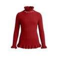 thumbnail image 5 of BLVB Girls Turtleneck Sweaters Pullover Toddler Baby Kids Ribbed Knit Ruffle Long Sleeve Jumper Tops Fall Winter Clothes(Red,2-3 Years), 5 of 8