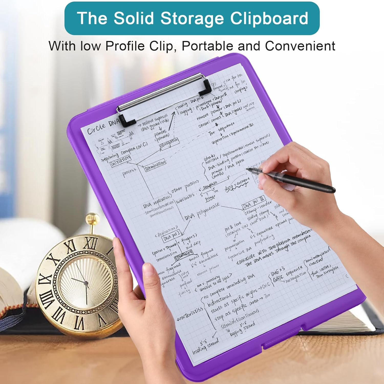 10 Pieces Clipboard with Storage Plastic Storage Clipboard Nursing Clip Board Foldable Clip Board with Low Profile Clip for Home Office School, Size 9.5 x 13.5 Inch(Bright Color)