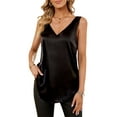 thumbnail image 2 of Womens Silk Satin Tank Tops Casual Sleeveless V Neck Camisole Blouses Summer Vest Basic Shirt, 2 of 9