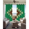 thumbnail image 4 of Green Brown Boho Blackout Curtains, Light Blocking Print Window Curtains, Country Simple Abstract Ethnic Geometric Thermal Insulated Window Drapes for Living Room 2 Panels, 55"W x 39"L, 4 of 9