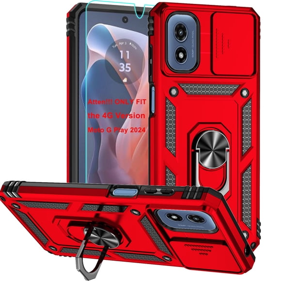 Funda para teléfono Androgate para Moto G Play 2024 4G, anillo rojo