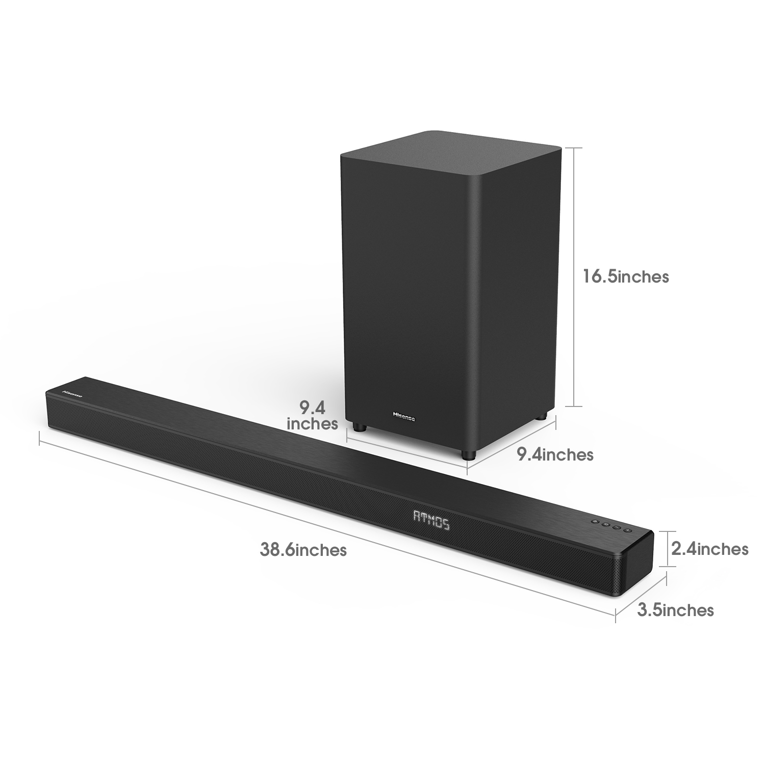 Hisense HS312 3.1ch Sound Bar with Wireless Subwoofer, 300W, Dolby Atmos, 4K Pass-Through, Cinematic Experience, One Remote Contorl, Bluetooth, HDMI ARC/Optical/AUX/USB (Model HS312) Black - image 3 of 22