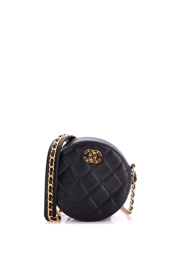 Pre-Owned Chain Infinity Round Clutch with Chain Quilted Lambskin By Rebag