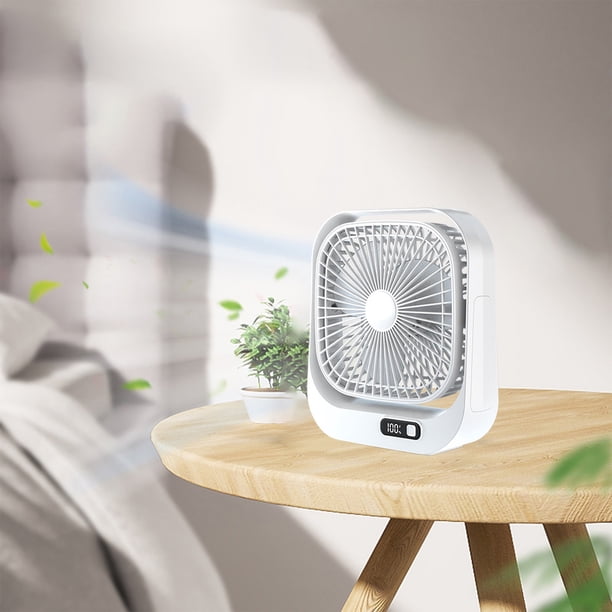 Mini Ventilador de Escritorio Portátil | Ventilador Pequeño para Hogar y Oficina | Ventilador de Circulación Usb Recargable | Plástico Blanco | 3 Velocidades Ajustables | 21,5 X 18,5 X 6 Cm | Batería