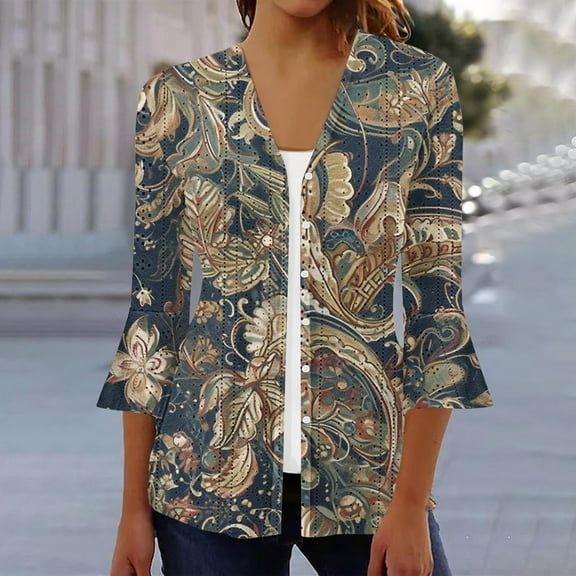 Sakmal Yellow Women'S Coats and Jackets On Sale Long Sleeve Sleeve Lightweight Casual Cardigan Loose Fit Graphic Flowy Ladies Coat