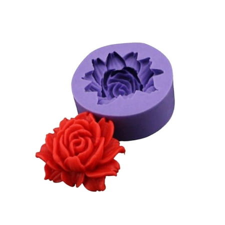

2Pcs Rose Mold Silicone Baking Accessories 3D 3 Knife Fudge Decoration Tool Mold Craft Colors Sugar DIY Chocolate Cake purple