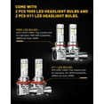 thumbnail image 5 of AUXITO 9005 H11 LED Headlight Bulbs Combo, High Low Beam Replacement, 12000LM 6500K Cool White, Wireless Headlight LED Bulbs, Pack of 4, 5 of 8
