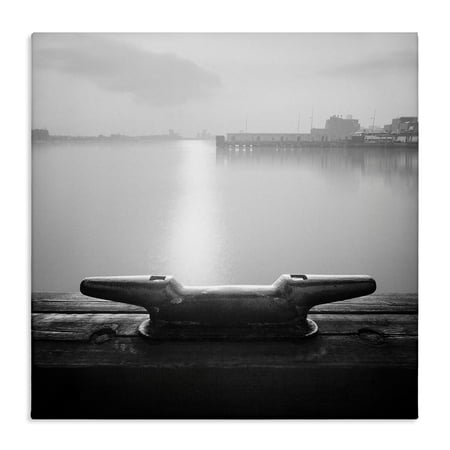 Stupell Industries Dockside Boat View Coastal Photography Gallery Wrapped Canvas Art Print Wall Art 24 x 24