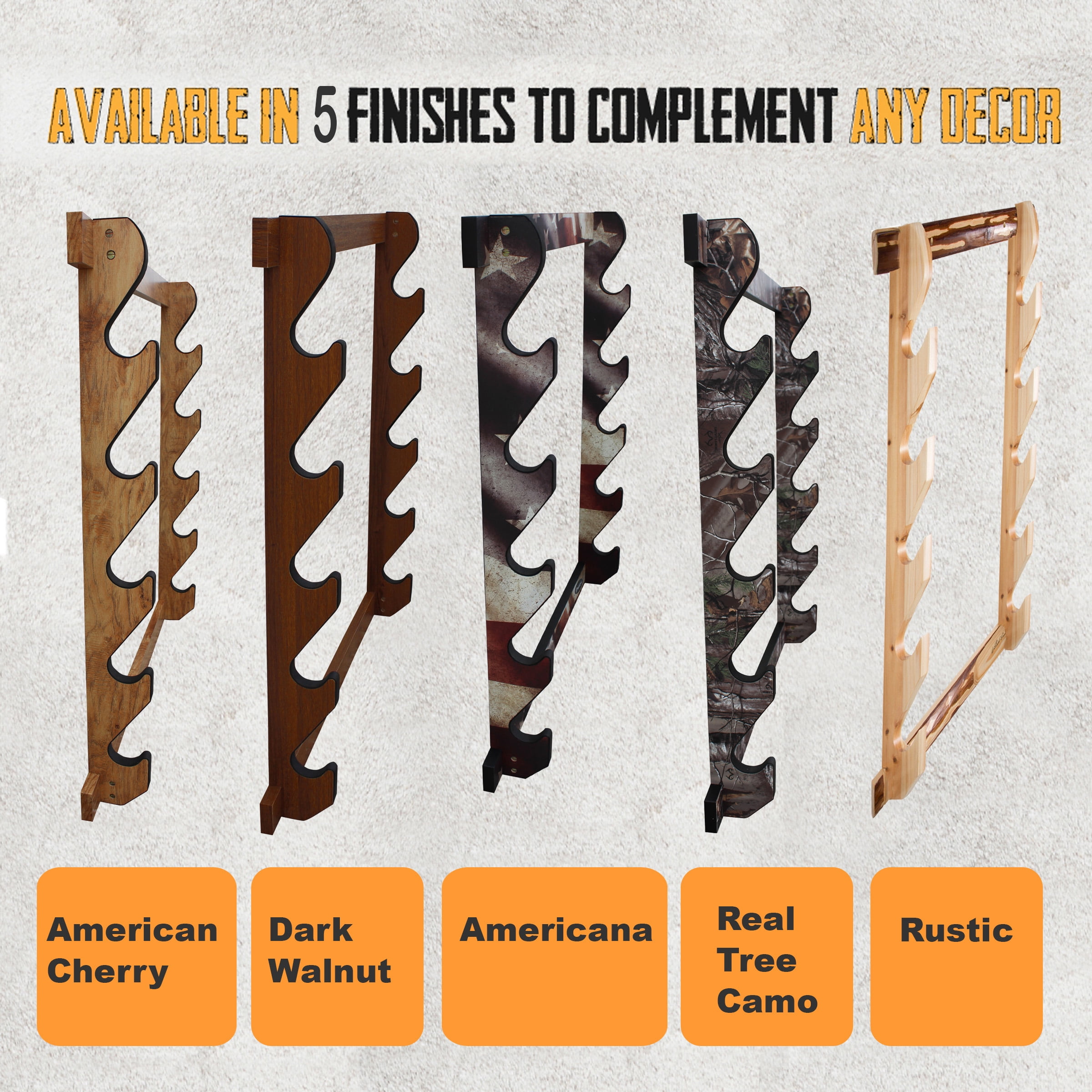 Rush Creek Creations 5-Gun Wall Rack Americana Secure Mount for Shotguns and Rifles