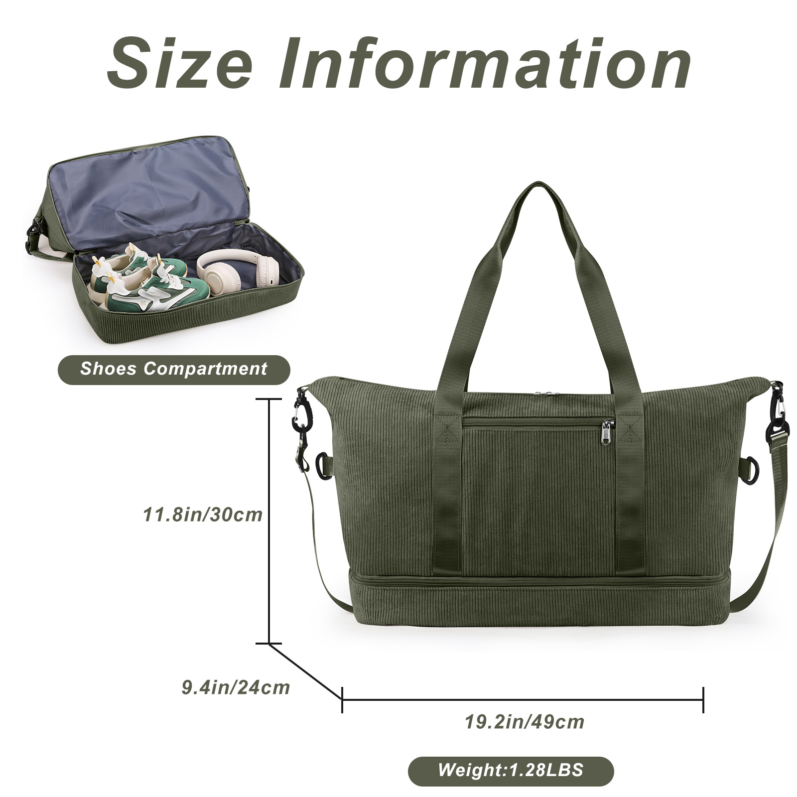 GYNKY Corduroy Travel Duffel Weekender Bag for Women photo 5