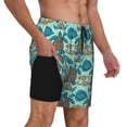 thumbnail image 2 of Naloa Turtles And Seahorses Print Men Swim Trunks with Compression Liner ,Board Shorts,Men's Swim Shorts with Drawstring and Elastic Waistband-Medium, 2 of 6