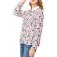 thumbnail image 4 of Unique Bargains Blouse de Travail à Manches Longues à Col Contrasté avec Bouton Imprimé Floral pour Femme, 4 of 6