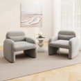 thumbnail image 2 of Gymax 2PCS Modern Accent Chair Sherpa Fabric Upholstered Armchair w/ Waist Pillow Grey, 2 of 10