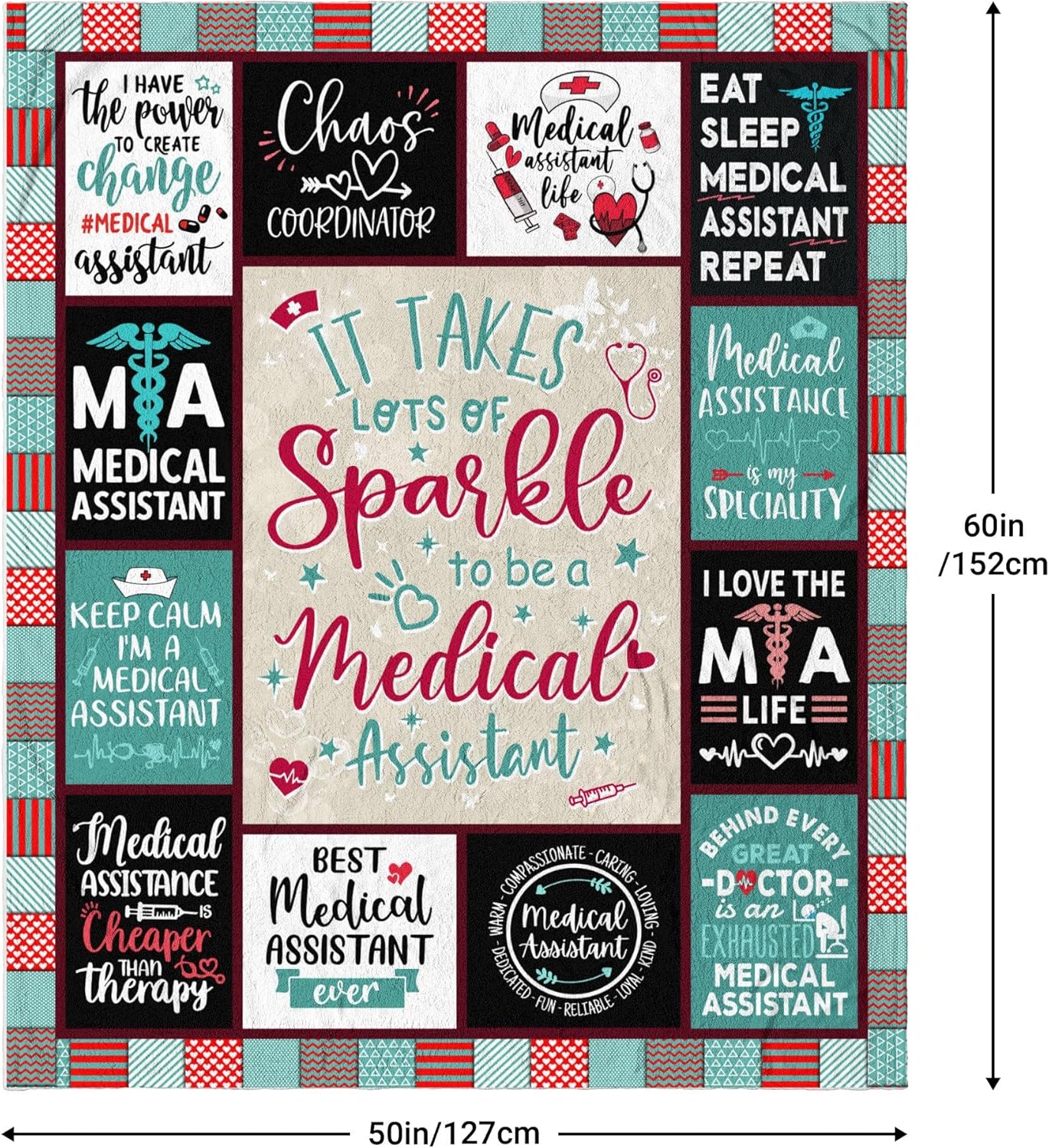 Medical Assistant Gifts for Women - Best Christmas Medical Assistant Gift - Gifts for Medical Assistants - Medical Assistant Appreciation Gift - MA Gift Ideas - MA Gifts Bulk Throw Blanket 50x60
