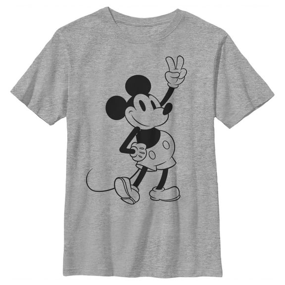 Boy's Mickey & Friends Mickey Mouse Peace Sign Graphic Tee Athletic Heather X Large