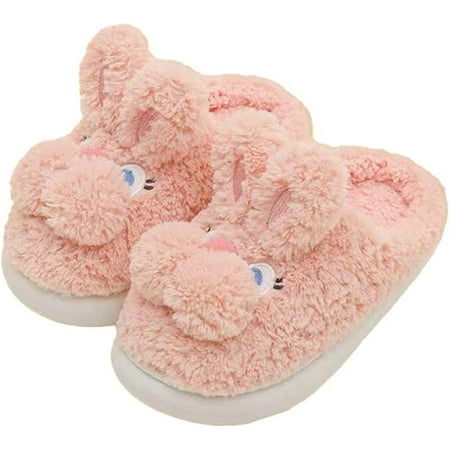 

CoCopeaunt Cute Fluffy Rabbit House Slippers for Women Men Trendy Warm Soft Anti-skip Indoor Shoes 2 Patterns