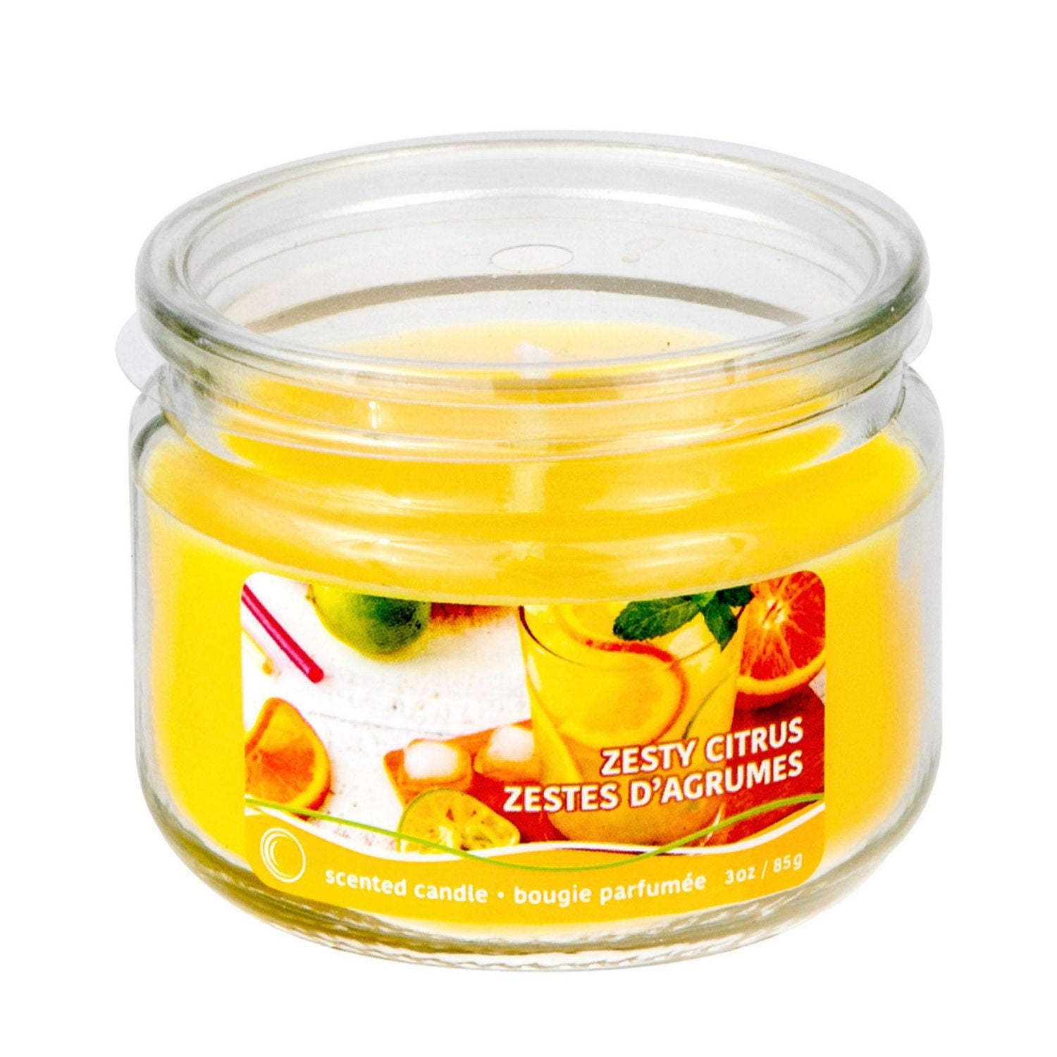 Zesty Citrus 3 Oz Scented Glass Jar Candle With Lid